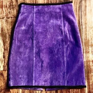 Vintage Contempo Casuals Petite Leather Suede Skirt
